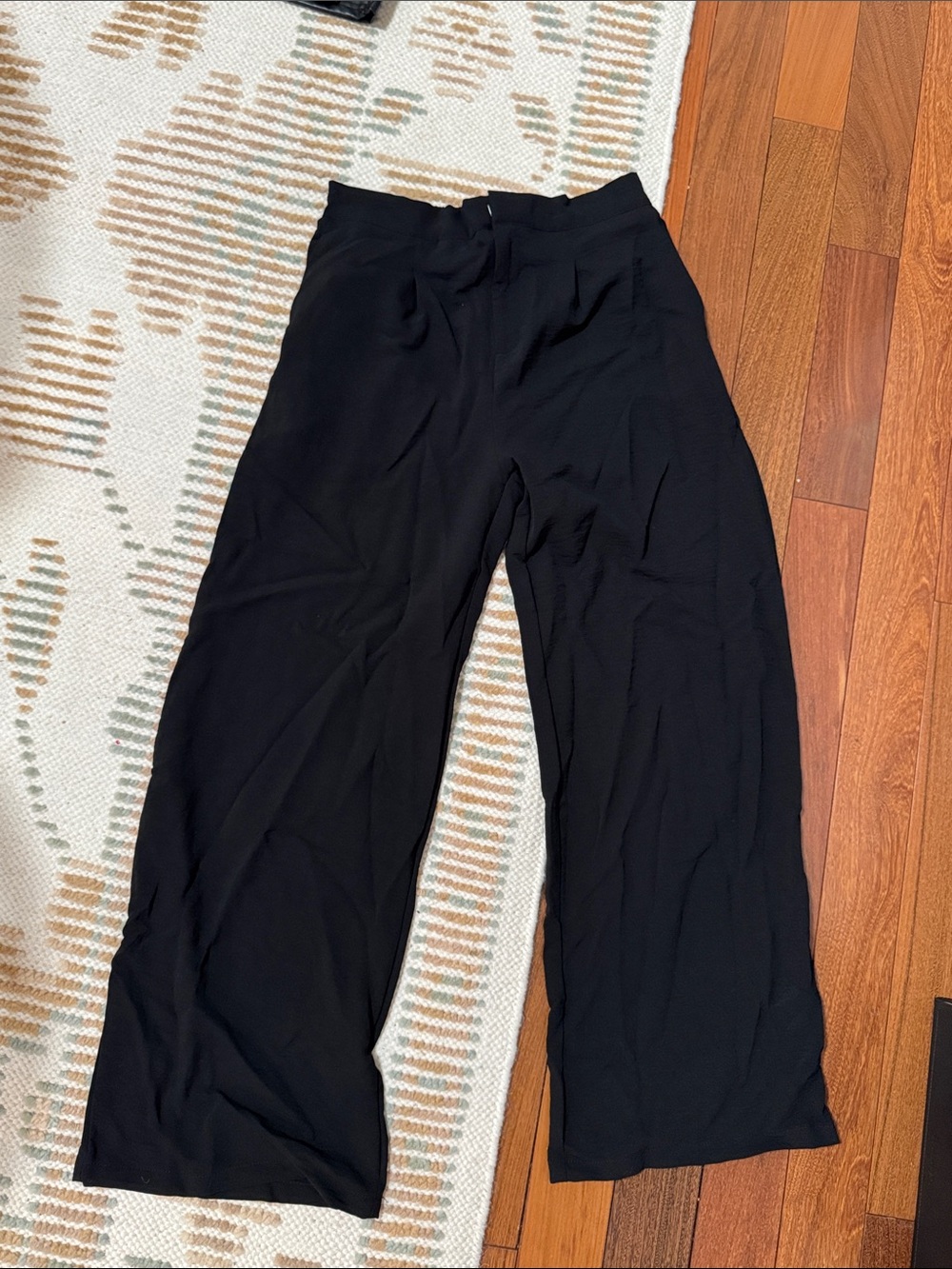 Ambiance Black Wide-Leg High-Waist Trousers